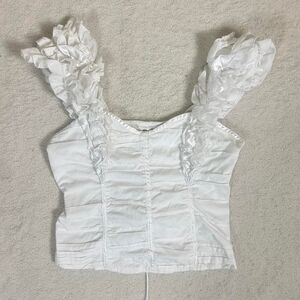 Y2K Top 10 USA White Ruffle Corset Top